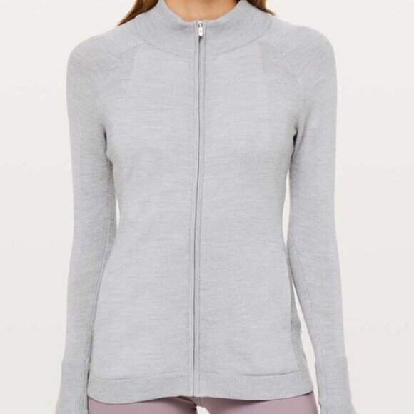 Lululemon Time To Thrive Wool Jacket Heathered Silver Drop Size 4 - Picture 3 of 8